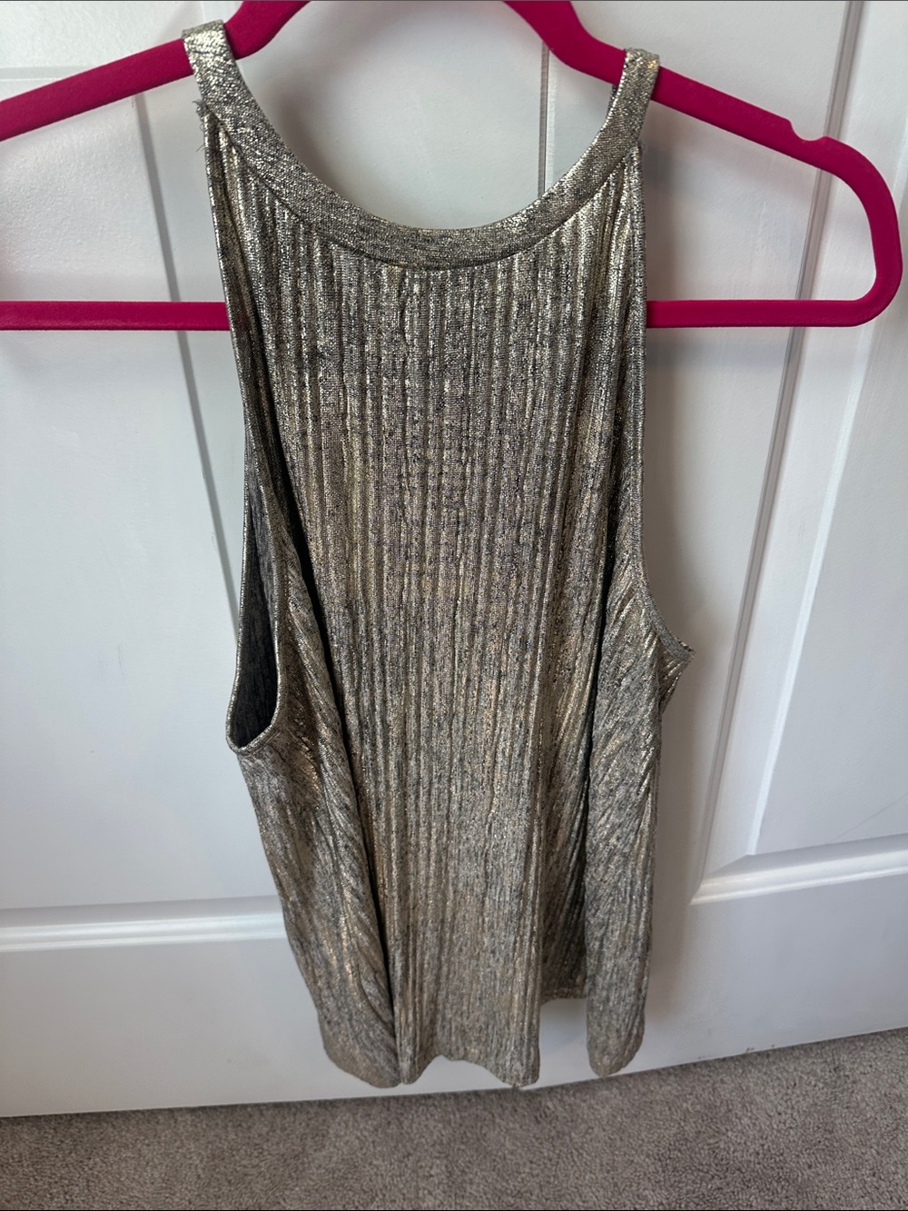 Moulinette Soeurs Metallic Gold Ribbed Tank